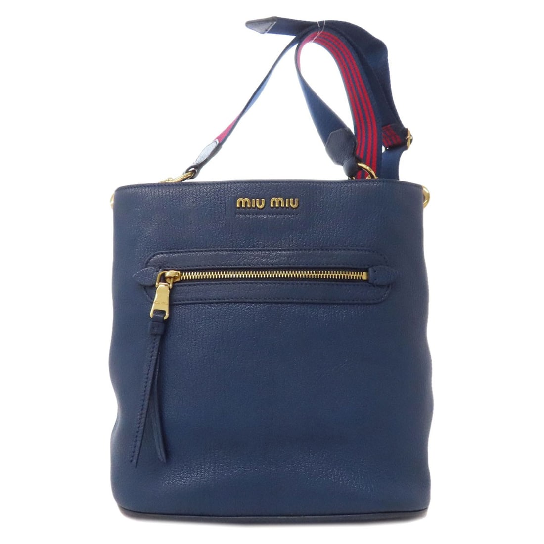 Miumiu 5Be026 Madras Shoulder Bag Leather: Miumiu 5Be026 Madras Shoulder Bag Leather Blue leather shoulder bag from MIUMIU with a Madras pattern. Made from high-quality leather, this bag features a classic design that adds a touch of sophistic