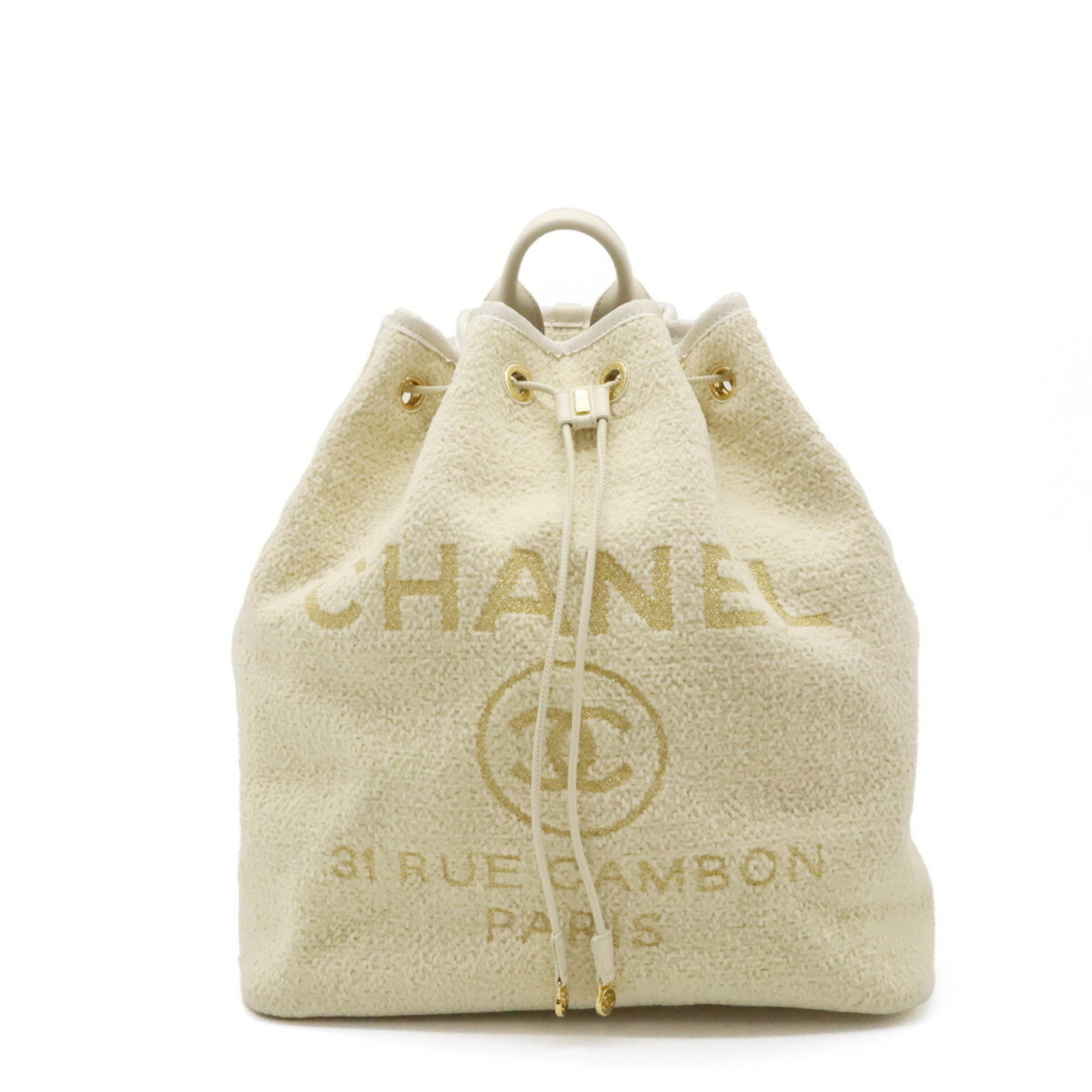 Chanel Backpack Shoulder Bag Leather: Chanel Backpack Shoulder Bag Leather The Chanel Backpack Shoulder Bag Leather features luxurious ivory and light beige velour leather, crafted from high-quality materials. With its classic design and 