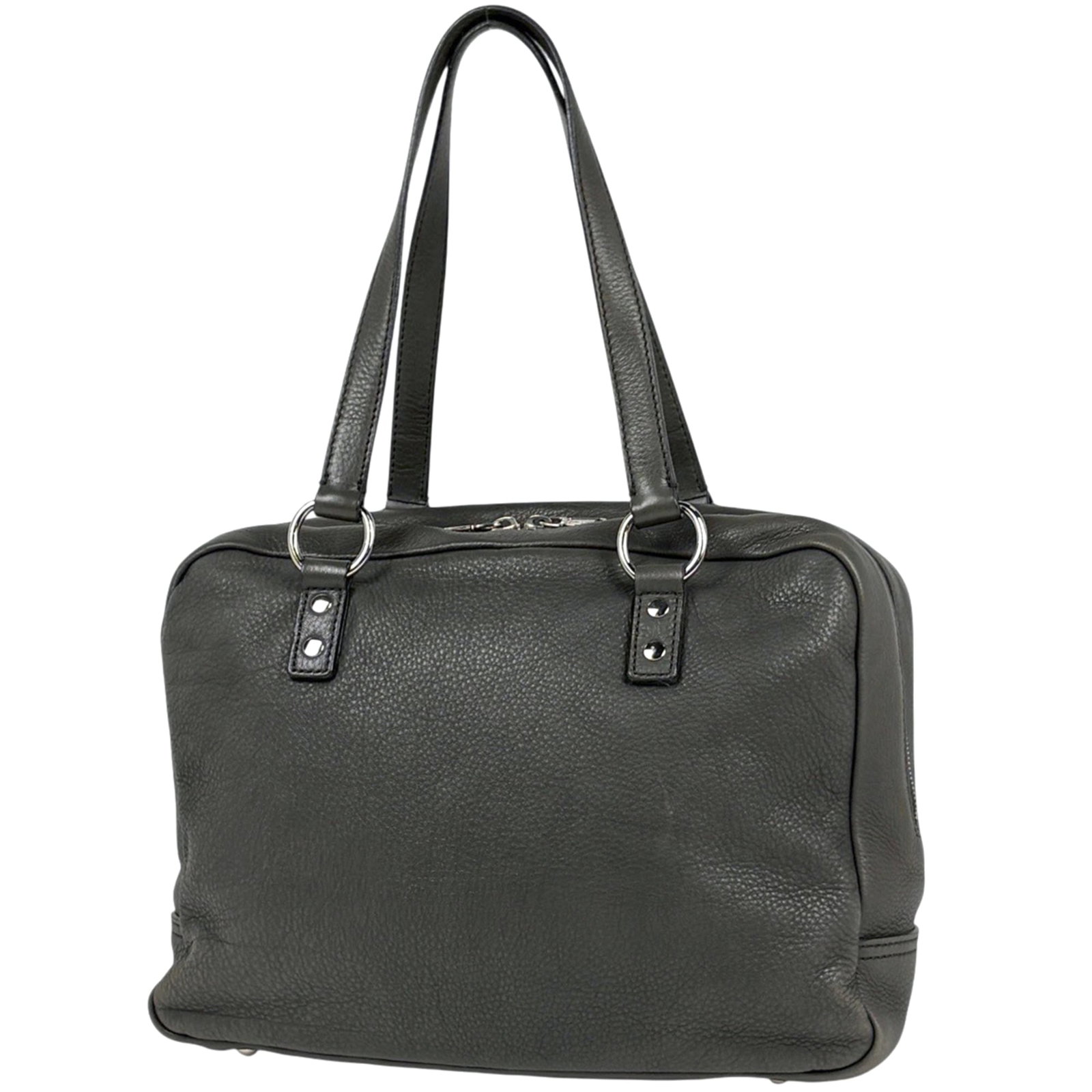 Saint Laurent Leather Tote Bag: Saint Laurent Leather Tote Bag This Saint Laurent Leather Tote Bag boasts a sleek gray color and durable leather material, measuring 23cm x 31cm x 13.5cm in size. The bag's classic design makes it a t