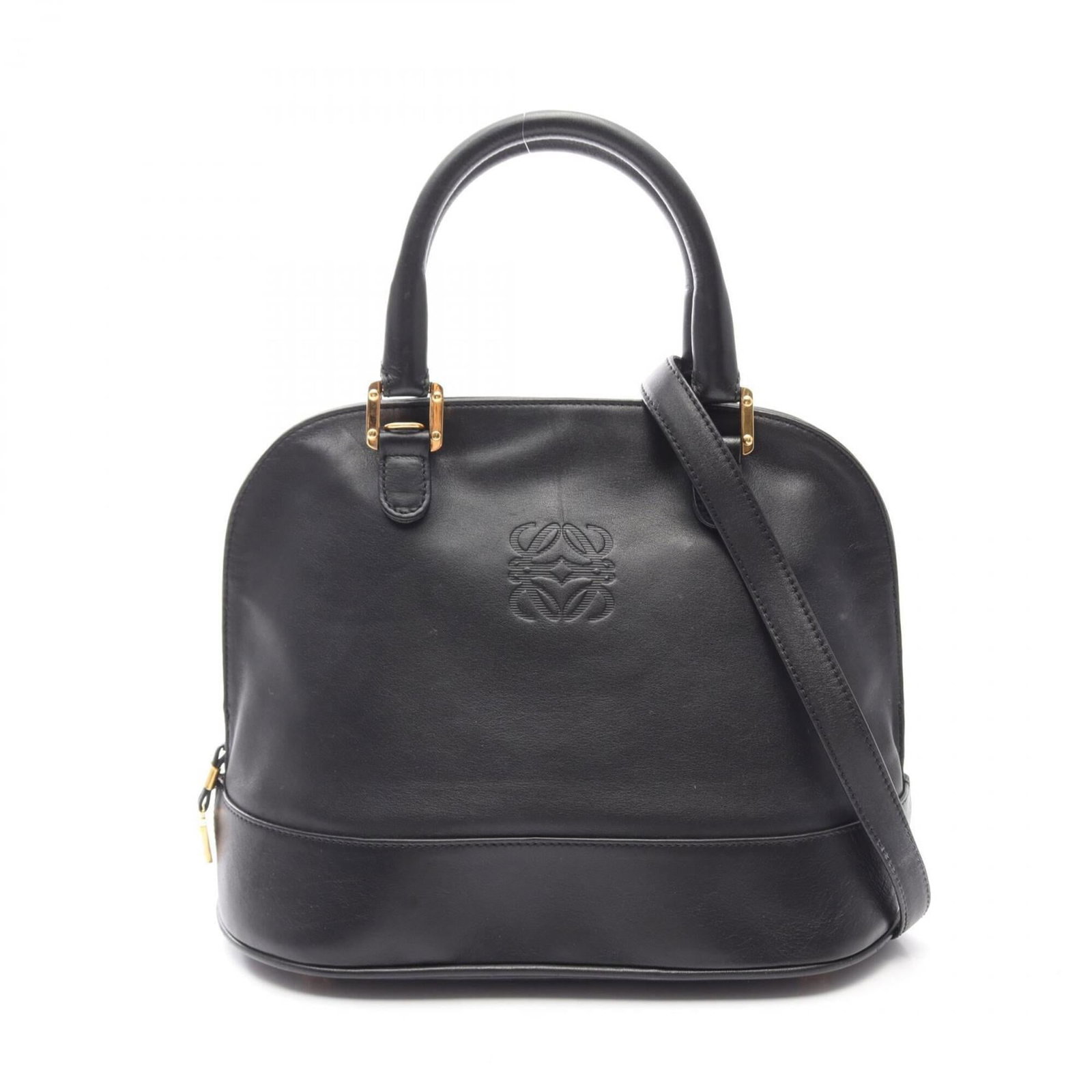 Handbag Leather from Loewe: Handbag Leather from Loewe This black Loewe handbag features high-quality leather construction, with dimensions of 24cm x 31cm x 15.5cm. The bag's sleek design and classic style make it a timeless acc