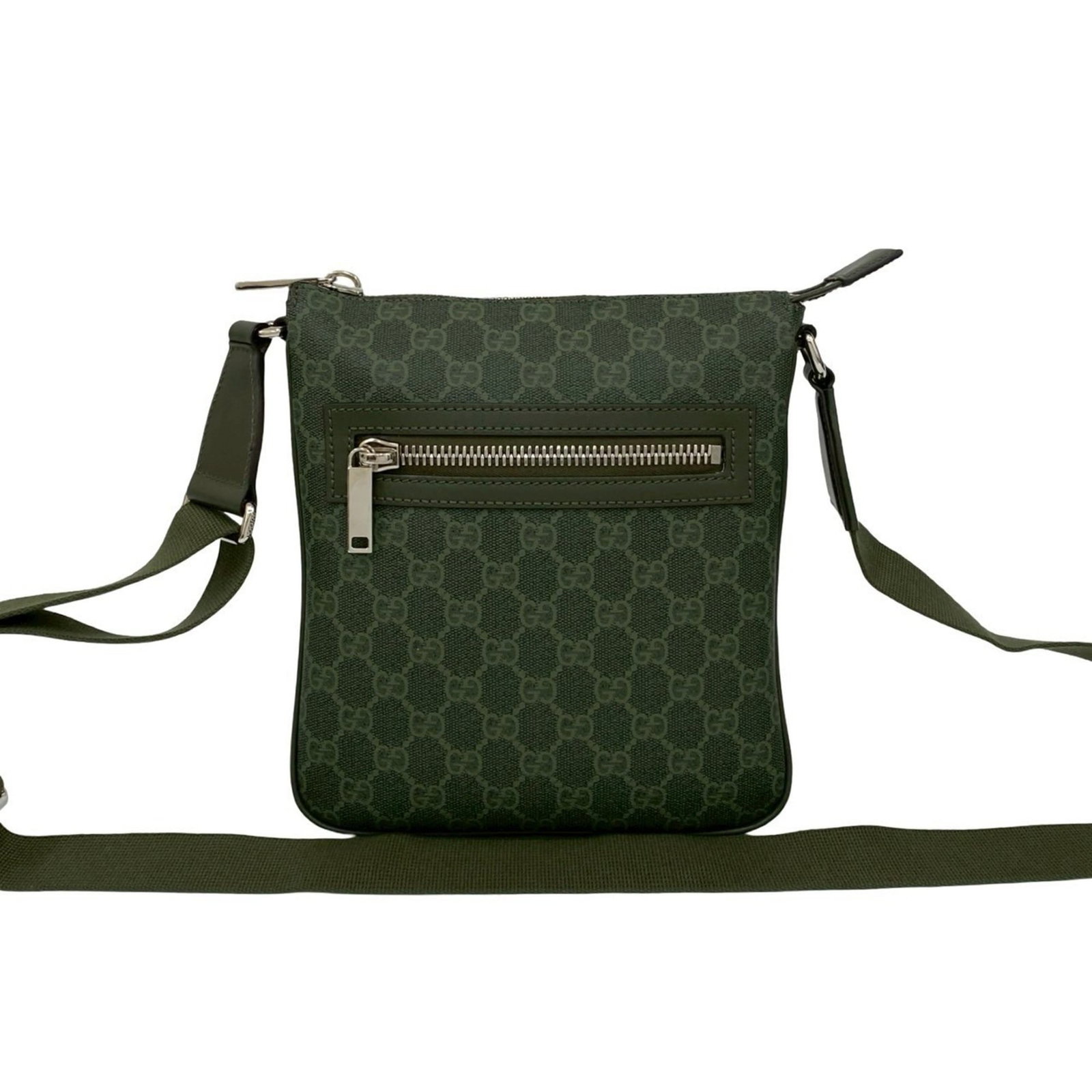 Gucci Messenger Bag Shoulder Bag Pvc Leather: Gucci Messenger Bag Shoulder Bag Pvc Leather This Gucci Messenger Bag Shoulder Bag features a striking PVC leather exterior in green, combining durable and stylish elements. The bag's compact size mak