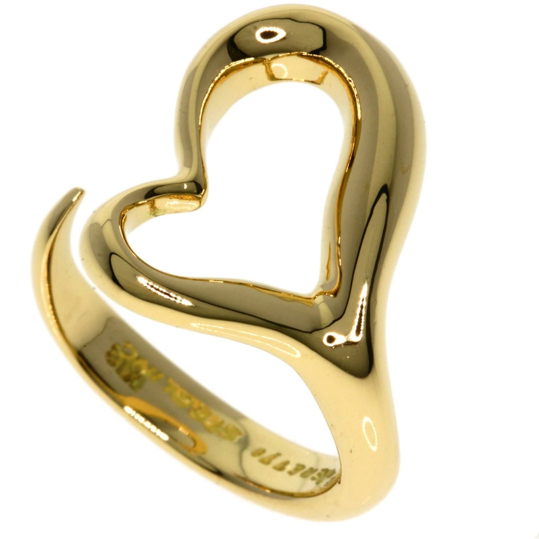 Yellow Gold Tiffany&Co Open Heart Ring K18: Yellow Gold Tiffany&Co Open Heart Ring K18 K18 yellow gold Tiffany&Co Open Heart Ring, available in size 5(US). This elegant ring showcases the iconic open heart design characteristic of Tiffany&Co. c