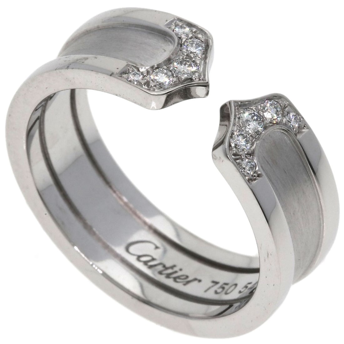 Cartier C2 Ring Diamond Sm #54 Ring K18 White Gold: Cartier C2 Ring Diamond Sm #54 Ring K18 White Gold Cartier C2 Ring Diamond Sm #54 features a stunning diamond set in K18 white gold, showcasing the brand's signature style. This elegant ring boasts a 