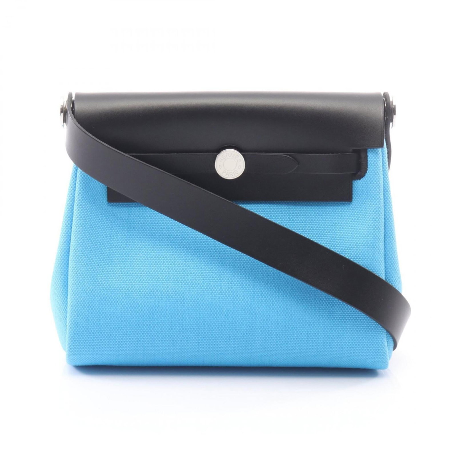 Canvas leather vache hermes bag shoulder: Canvas leather vache hermes bag shoulder Canvas leather Vache Hermes bag shoulder with sleek black and silver hardware, featuring a spacious interior and adjustable strap length. Measuring 16cm x 20cm