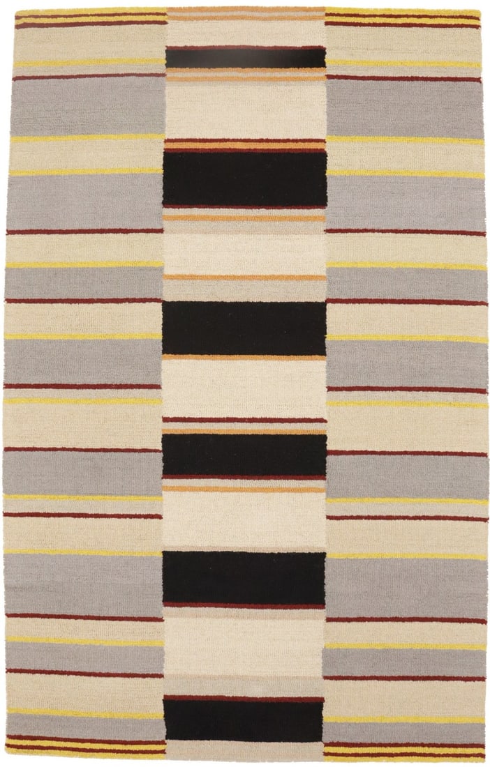Hand-Tufted Plush Stripes Rug Modern Kids Room Contemporary Decor Carpet 5X8 Ft Hand-Knotted: Hand-Tufted Plush Stripes Rug Modern Kids Room Contemporary Decor Carpet 5X8 Ft Hand-Knotted Hand-tufted in wool, this vibrant multicolored striped rug adds a modern touch to any room. Made with a thi