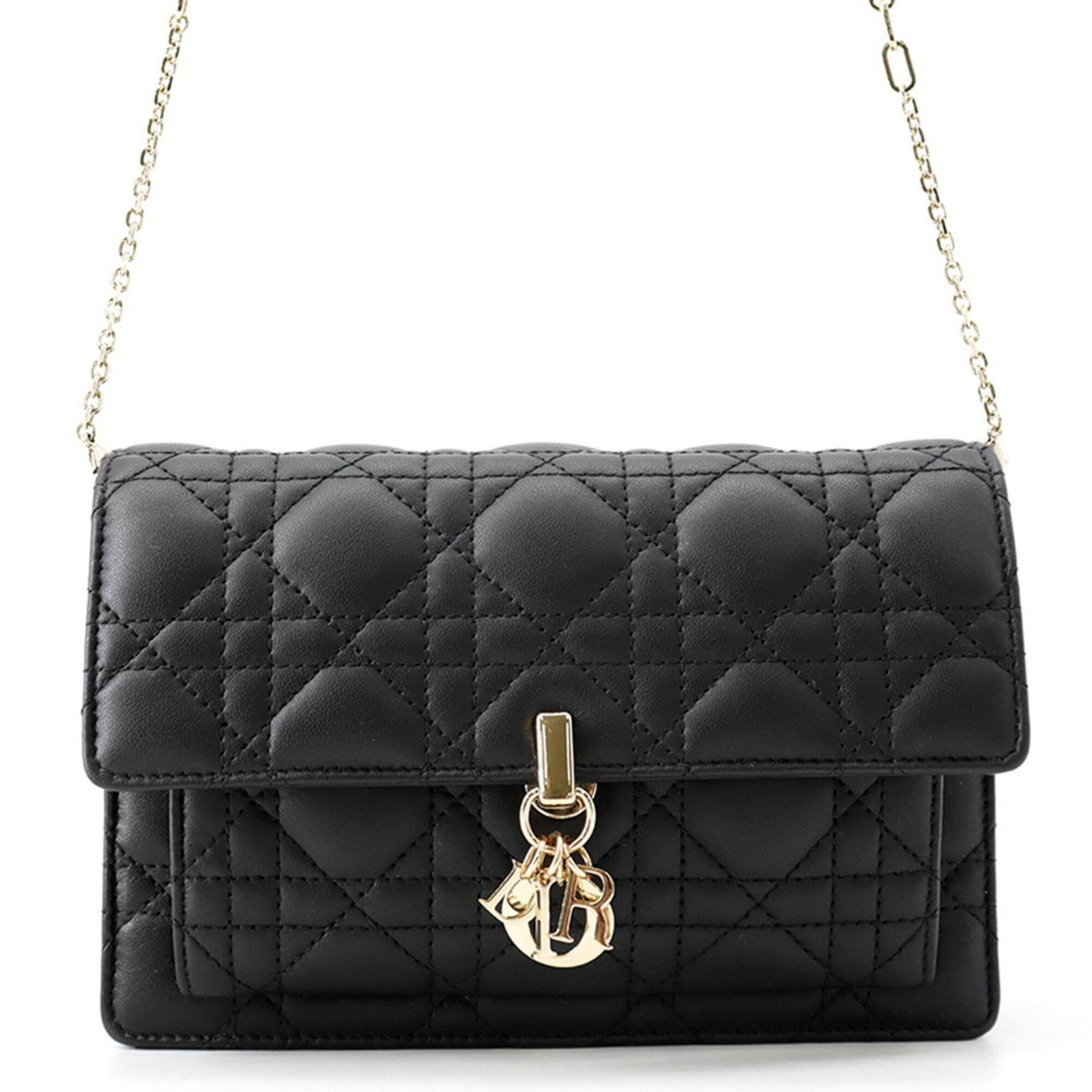 Dior Leather Shoulder Bag Christian: Dior Leather Shoulder Bag Christian This black lambskin Dior Leather Shoulder Bag features sleek lines and a classic design, making it a timeless accessory for women. Measuring 12.5cm x 19.5cm x 4.5cm