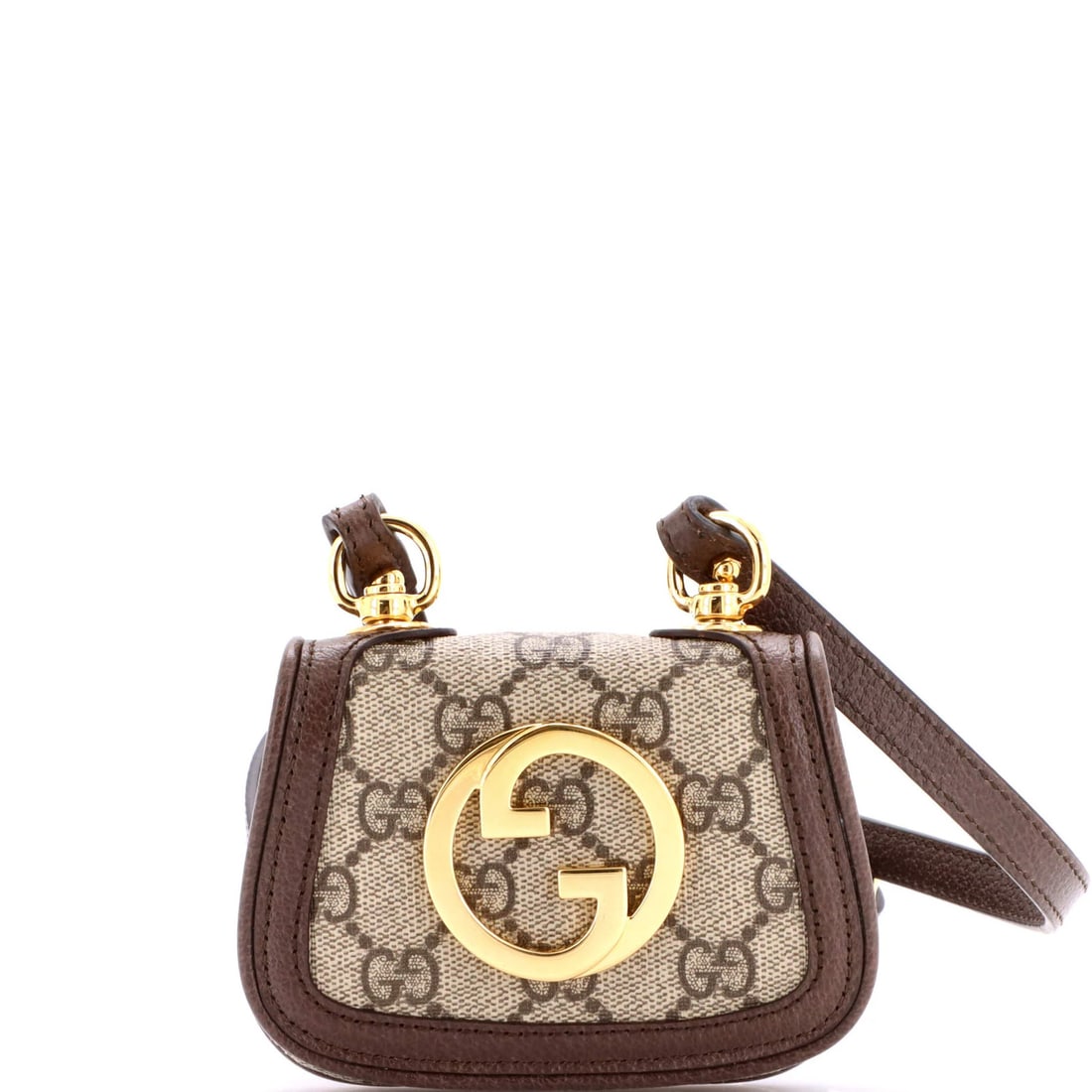 Blondie Coated Canvas NM Gucci Wallet Card Case With GG Strap: Blondie Coated Canvas NM Gucci Wallet Card Case With GG Strap Brown canvas coated exterior with gold hardware, featuring a neutral interior and minor creases. This Blondie card case wallet from Gucci 