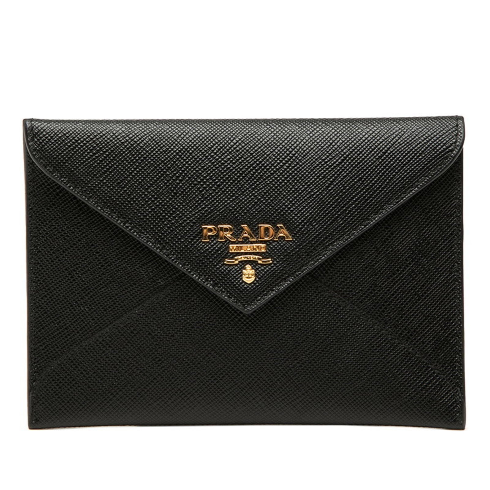 Prada Card Case Leather: Prada Card Case Leather Saffiano leather card case from Prada, featuring a sleek black design with an inner coin purse. Made to precise measurements at 10cm x 14cm x 1.5cm, this compact case is design