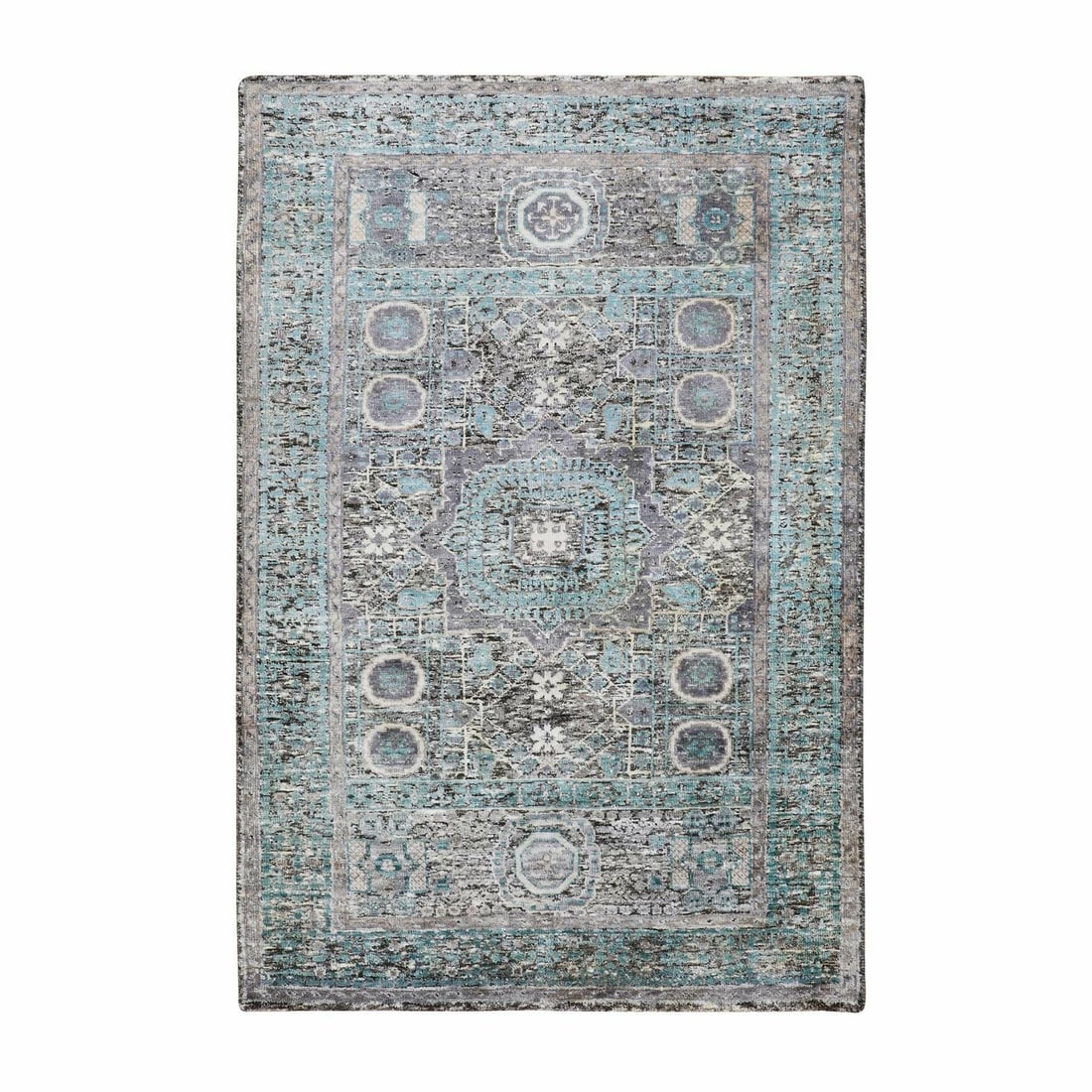 3'1"x5' Silk With Textured Wool Hi-Low Pile HandKnotted Oriental Fine Rug: 3'1"x5' Silk With Textured Wool Hi-Low Pile HandKnotted Oriental Fine Rug Silk and textured wool come together in this stunning 3'1"x5'0" hand-knotted Oriental fine rug, featuring a rich brown field w