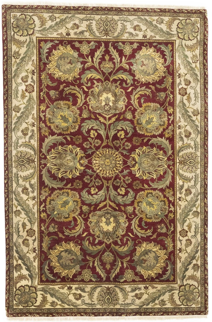 Hand-Knotted Thick Pile Floral Oriental Rug Agra Jaipur Decor Carpet 6X9 Ft Hand-Knotted: Hand-Knotted Thick Pile Floral Oriental Rug Agra Jaipur Decor Carpet 6X9 Ft Hand-Knotted Thick pile, tea-washed wool foundation provides a luxurious feel underfoot. Hand-knotted in traditional floral 