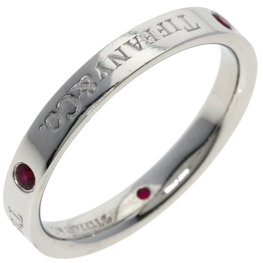 Ruby ring platinum flatband from Tiffany Co - 2