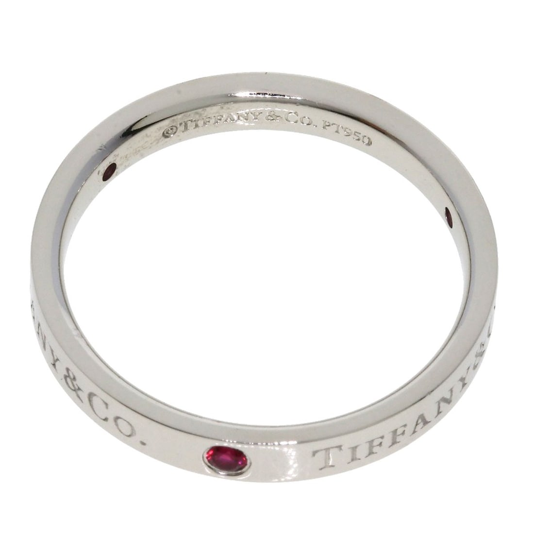 Ruby ring platinum flatband from Tiffany Co - 4