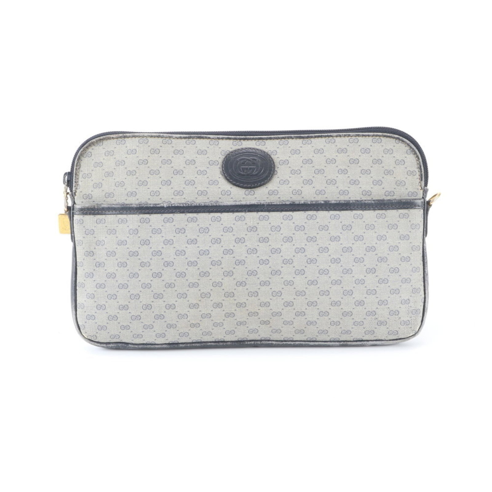 Gucci Leather Clutch Bag Pouch Handbag Micro: Gucci Leather Clutch Bag Pouch Handbag Micro Navy and white micro GG leather Gucci clutch bag pouch handbag, measuring 17cm x 30cm x 1cm. Made from high-quality micro GG leather, this small but stylis
