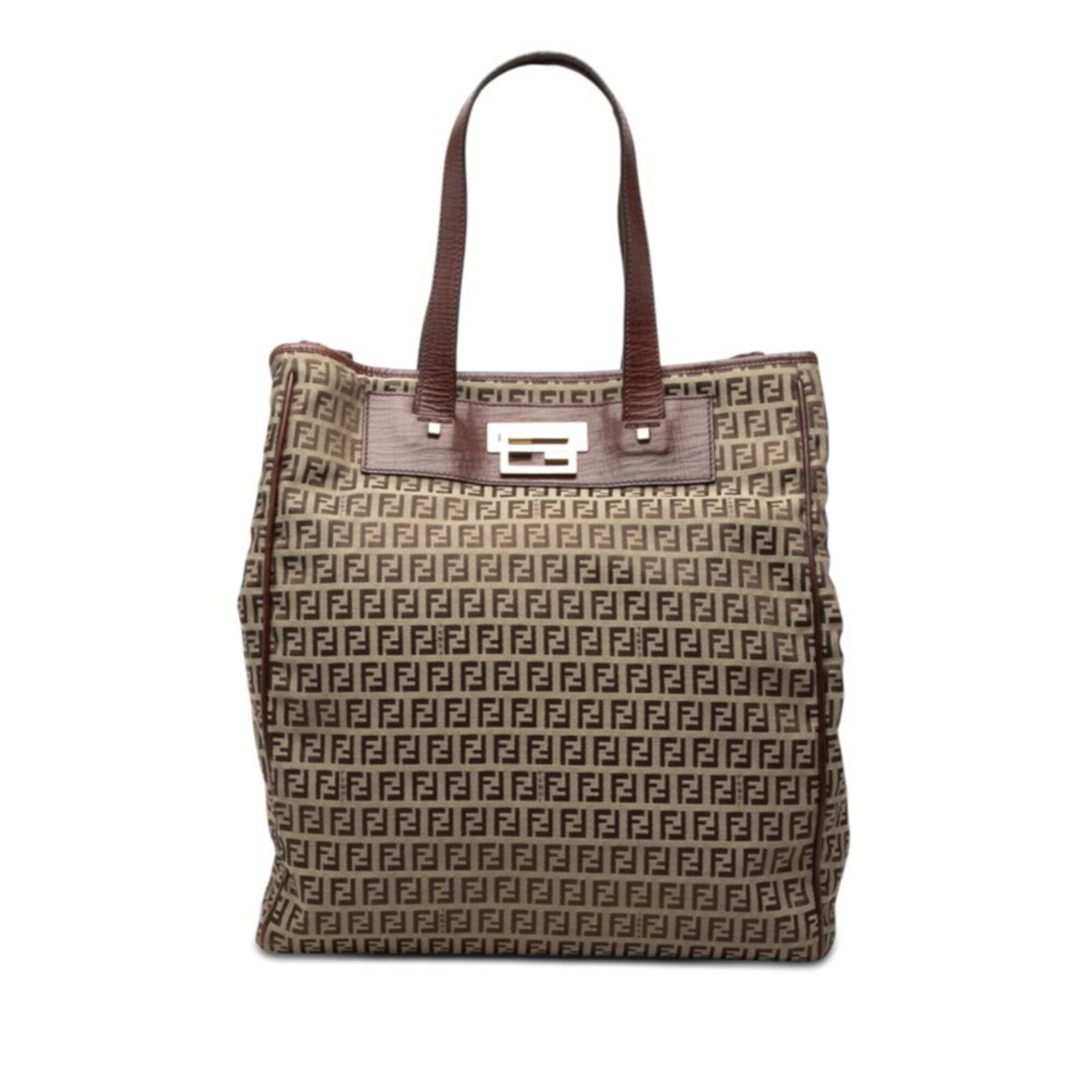 Canvas leather tote bag from Fendi: Canvas leather tote bag from Fendi Canvas leather tote bag from Fendi, featuring high-quality canvas and rich leather construction in brown. The classic design measures 38cm x 34cm x 14.5cm, making it
