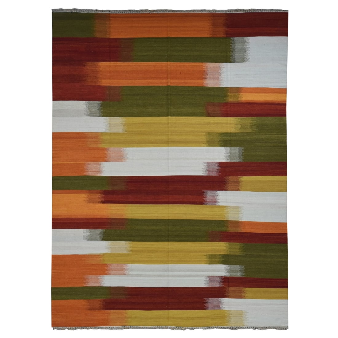9'1"x12'6" Ivory Hand Woven Flat Weave Durie Kilim 100% Wool Rug: 9'1"x12'6" Ivory Hand Woven Flat Weave Durie Kilim 100% Wool Rug 9'1" x 12'6" Ivory Hand Woven Flat Weave Durie Kilim Rug. This stunning, hand-woven wool rug boasts a classic Oriental design in a beau