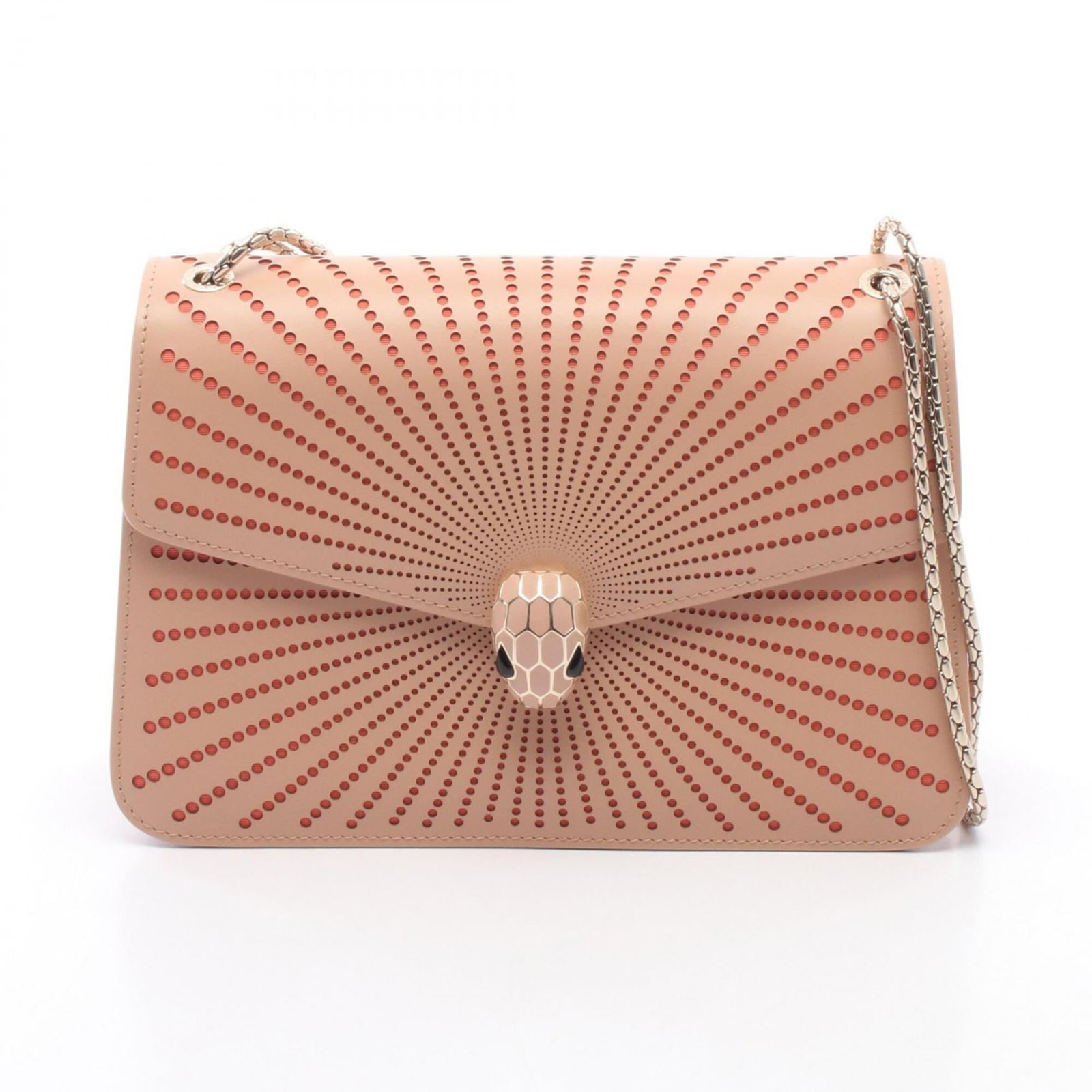 Handbag Leather Bag Shoulder Bvlgari: Handbag Leather Bag Shoulder Bvlgari Bvlgari's iconic handbag features rich, vibrant orange and pink leather hues in a sleek shoulder design. The bag measures 16cm x 25cm / 6.29'' x 9.84'', making it
