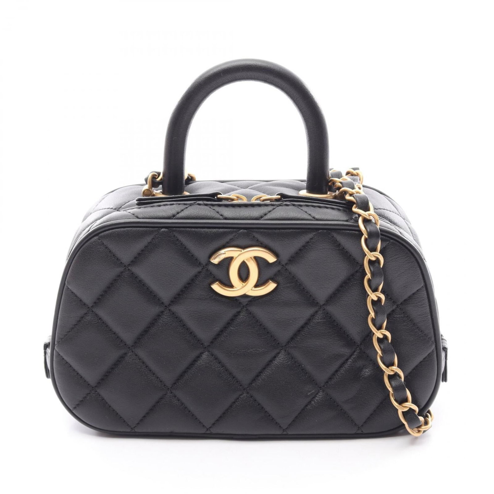Chanel Handbag Shoulder Bag Leather: Chanel Handbag Shoulder Bag Leather The Chanel MPN AS5572 Leather Shoulder Bag features sleek, all-black lambskin leather and gold hardware for a sophisticated look. This compact shoulder bag