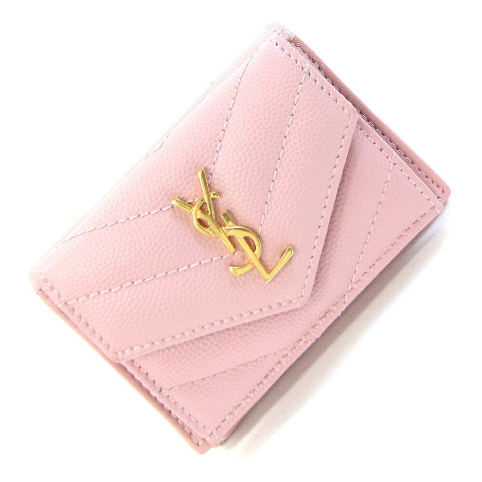 Saint Laurent leather wallet tri fold: Saint Laurent leather wallet tri fold Tri-fold leather wallet from Saint Laurent, crafted in Italy with sleek black and pink color options. Measuring 9.5cm x 7cm, this stylish accessory features