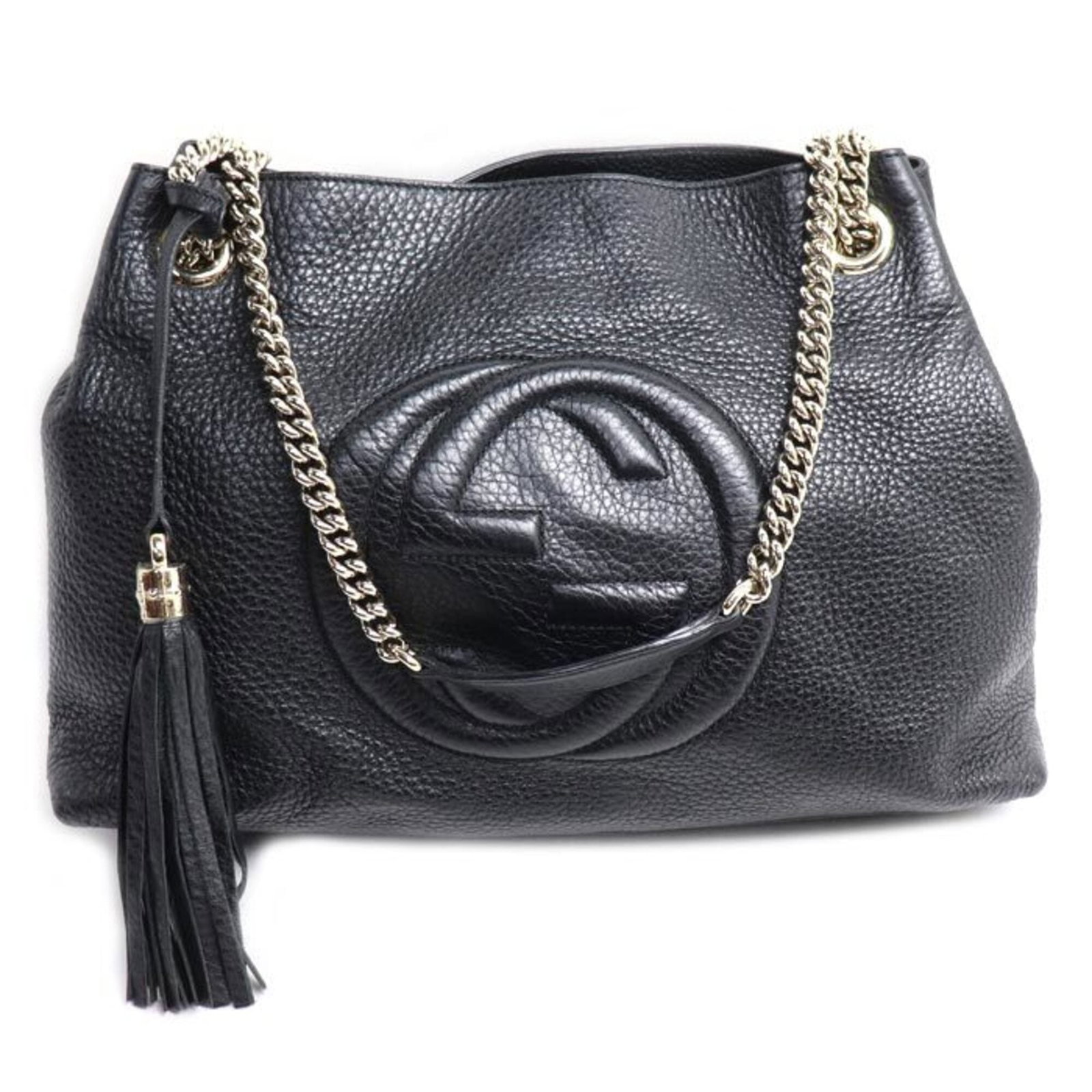 Gucci tote bag leather: Gucci tote bag leather Black Gucci leather tote bag, made from high-quality material and measuring 26cm x 28cm x 14cm. The Italian design showcases a classic style with clean lines and a timeless