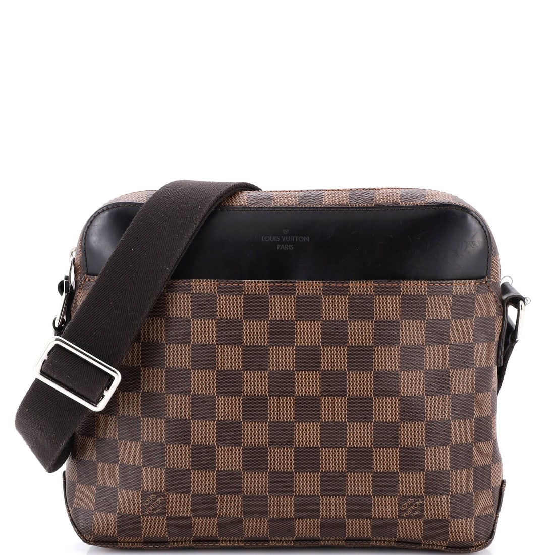 Louis Vuitton Jake Messenger Bag Damier PM: Louis Vuitton Jake Messenger Bag Damier PM The Louis Vuitton Jake Messenger Bag Damier PM boasts a timeless design with its iconic Damier PM pattern, available in both black and brown exterior colors.