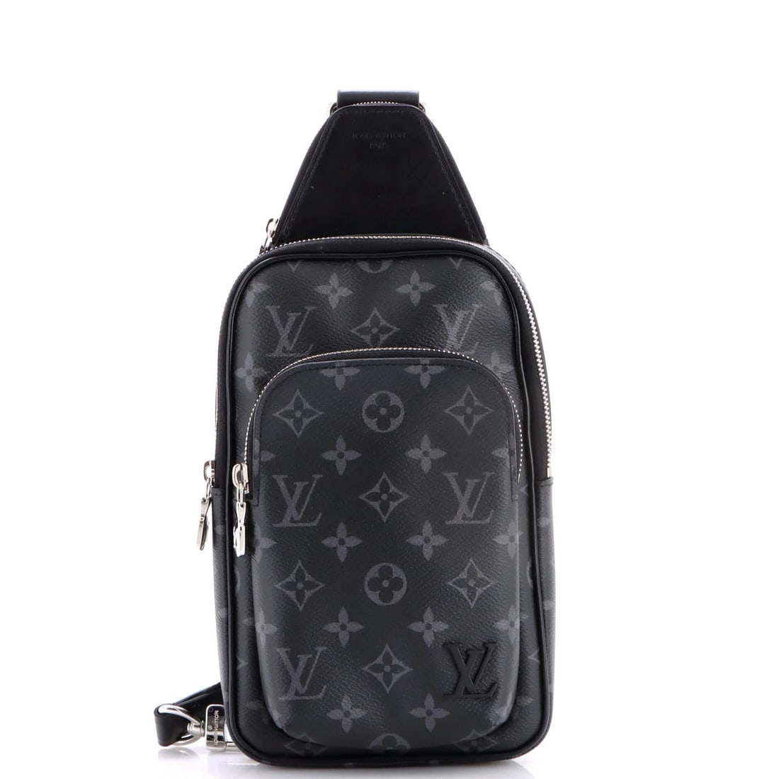 Canvas sling bag monogram eclipse NM Louis Vuitton Avenue: Canvas sling bag monogram eclipse NM Louis Vuitton Avenue Canvas sling bag with monogram eclipse design, featuring black canvas exterior and interior. This Louis Vuitton Avenue Sling Bag has a classic
