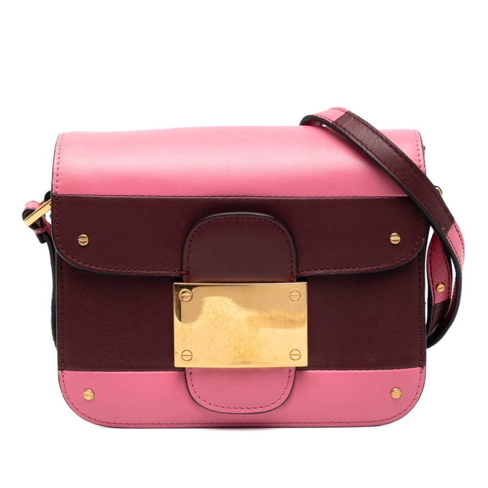 Shoulder bag leather Valentino: Shoulder bag leather Valentino Pink, Red, and Wine-colored Leather Shoulder Bag from Valentino. Made from high-quality leather, this stylish shoulder bag measures 13cm x 17cm x 5cm. A beautiful access