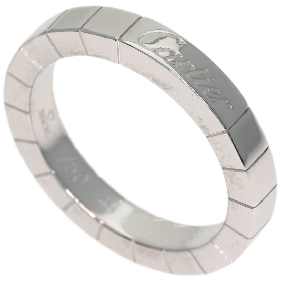 Laniere Cartier K18 White Gold Ring #49: Laniere Cartier K18 White Gold Ring #49 K18 White Gold Ring #49 boasts a sleek, silver metal design with a signature bearing on its exterior. This Cartier ring features the iconic brand's style and pu