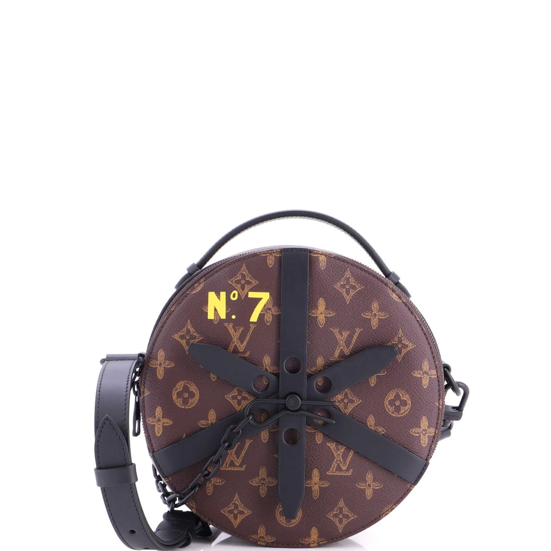 Wheel Box Bag Monogram Canvas Louis Vuitton L Oeil Vintage Trunk No 7: Wheel Box Bag Monogram Canvas Louis Vuitton L Oeil Vintage Trunk No 7 Brown canvas exterior, classic wheel box design with monogram pattern, and signature L'Oeil Trunk No.7 logo make this vintage Loui