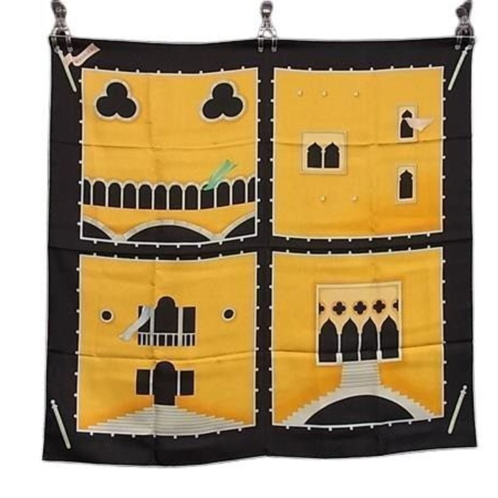 Silk Bvlgari Scarf: Silk Bvlgari Scarf Silk Bvlgari Scarf in Black and Yellow, crafted from 100% high-quality silk with a size of 85cm x 88cm. This elegant accessory features a sophisticated color combination that adds a