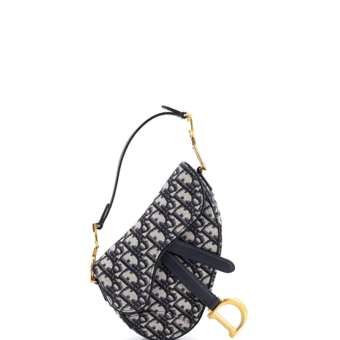 Canvas mini handbag saddle Oblique Christian Dior: Canvas mini handbag saddle Oblique Christian Dior Canvas mini handbag saddle Oblique Christian Dior features a striking blue canvas exterior with neutral interior, adorned with aged gold hardware. The