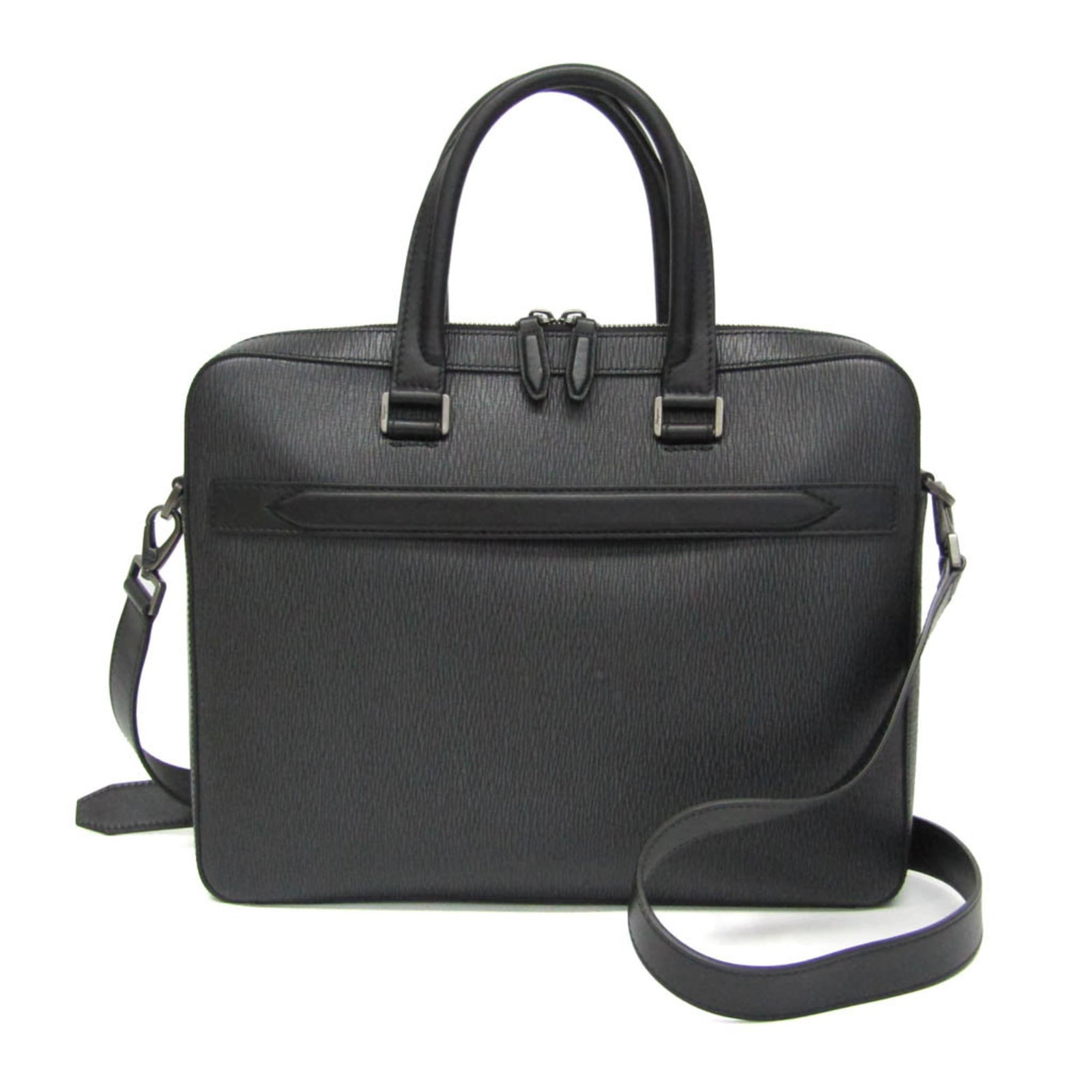 Handbag Briefcase Leather Salvatore Ferragamo: Handbag Briefcase Leather Salvatore Ferragamo Black leather briefcase with zipper closure, featuring one open pocket and two zipper pockets. The Salvatore Ferragamo FZ-24 0458 model boasts a sleek des