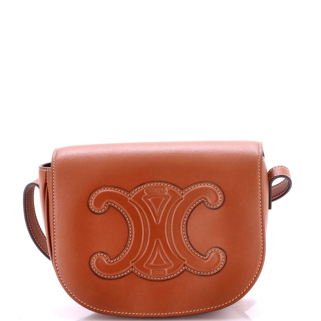 Cuir Triomphe Folco Celine Bag Leather: Cuir Triomphe Folco Celine Bag Leather The Celine Bag Leather features a classic cross body design with a rich brown exterior and matching suede interior. Minor imperfections, such as creases, scuffs,