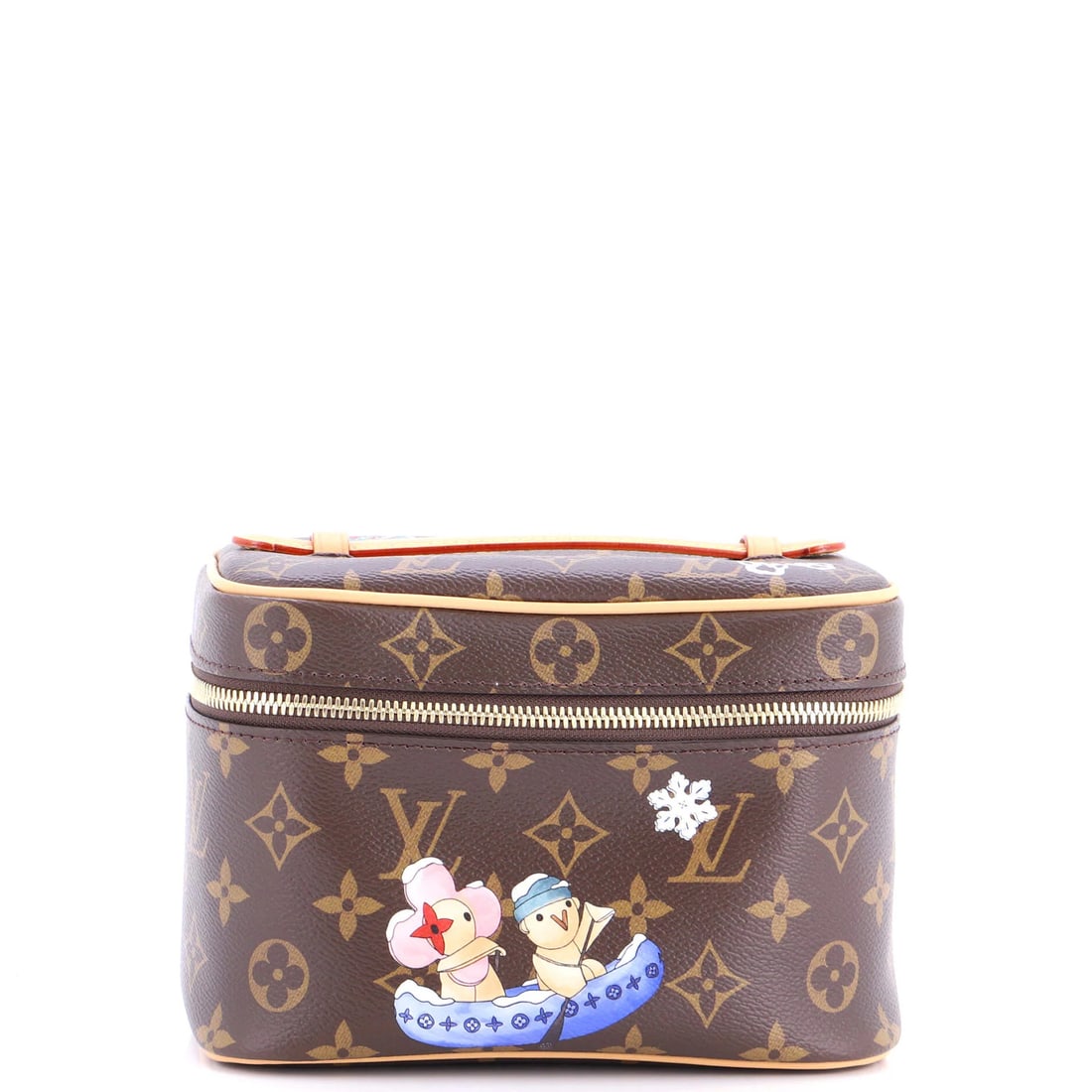 Vivienne Monogram Canvas Limited Edition Louis Vuitton Nice Xmas Vanity Case: Vivienne Monogram Canvas Limited Edition Louis Vuitton Nice Xmas Vanity Case Brown canvas coated Louis Vuitton Nice Xmas Vanity Case with Vivienne Monogram Limited Edition print, measuring 5" x 7.5" x