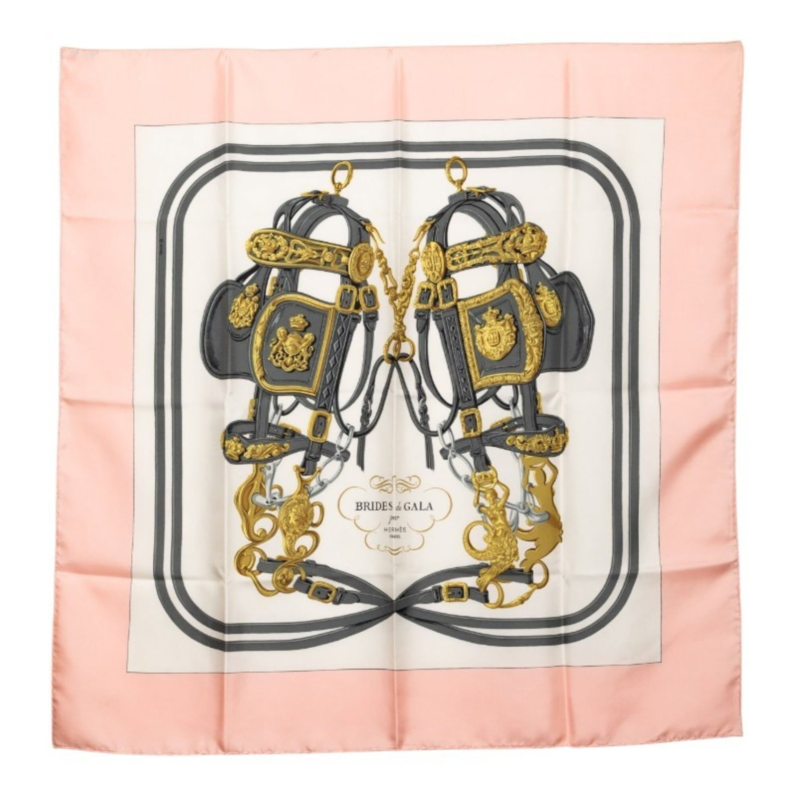 Hermes silk scarf: Hermes silk scarf Silk scarf in pink from renowned luxury brand Hermes, measuring 90cm x 89cm. This beautiful silk scarf features high-quality materials and a classic design that exudes elegance. A lo