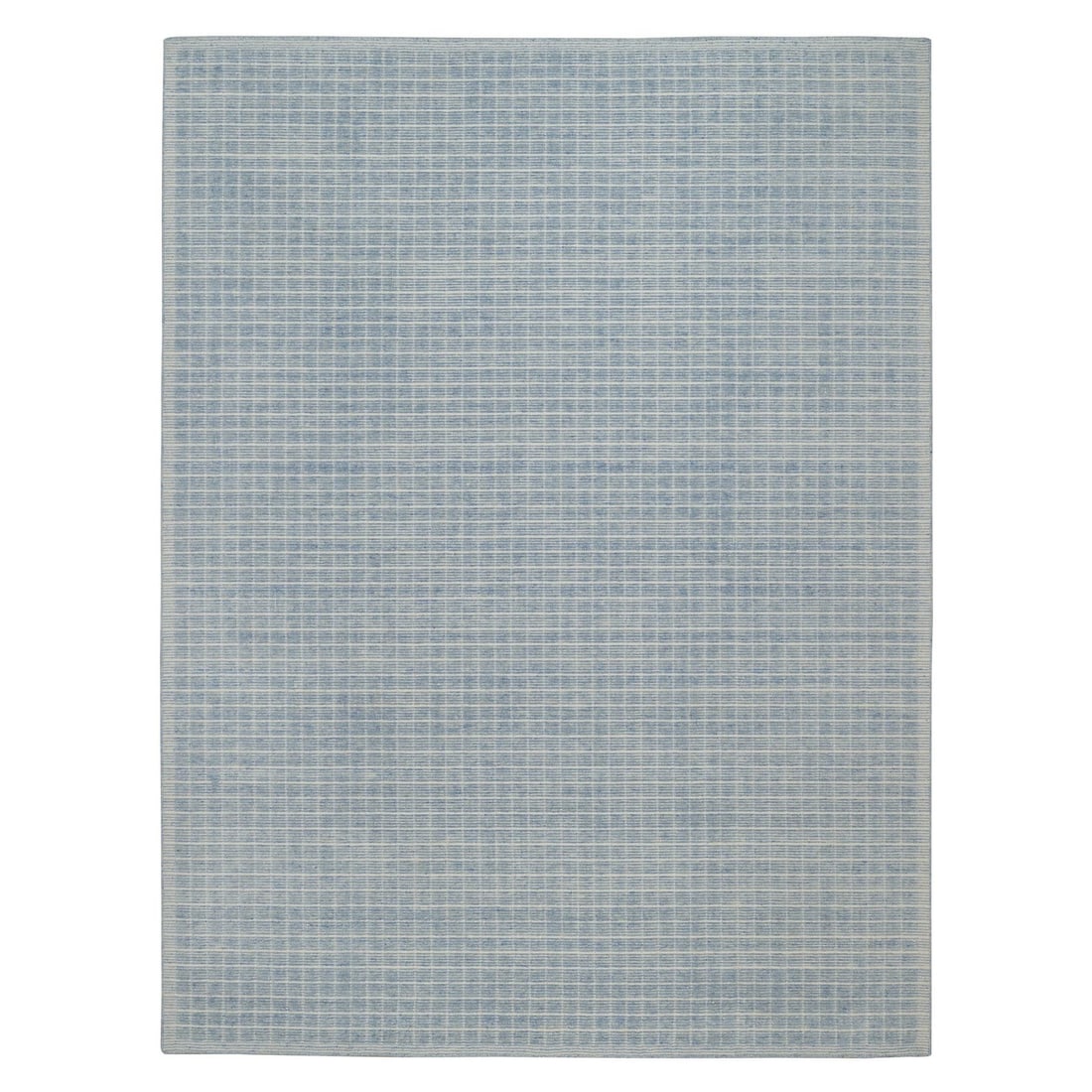 9'x12' Ruddy Blue Loomed Knotted Modern Plain Decor Box Design Wool Rug: 9'x12' Ruddy Blue Loomed Knotted Modern Plain Decor Box Design Wool Rug The Ruddy Blue Loomed Knotted Modern Plain Decor Box Design Wool Rug boasts a striking geometric pattern in a soothing blue hue,