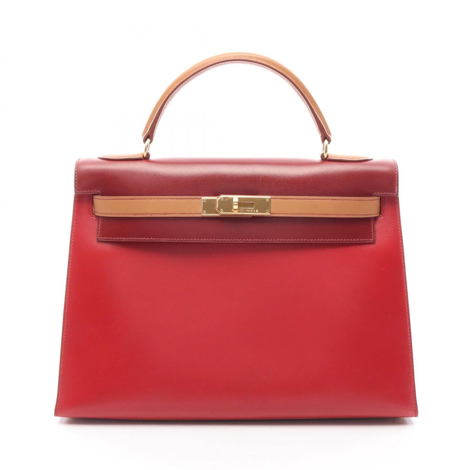 Calf Leather Handbag Hermes Box: Calf Leather Handbag Hermes Box Box calf leather, Bordeaux color, and classic design make up the Calf Leather Handbag Hermes Box. This women's handbag measures 23cm x 32cm x 12cm and features a