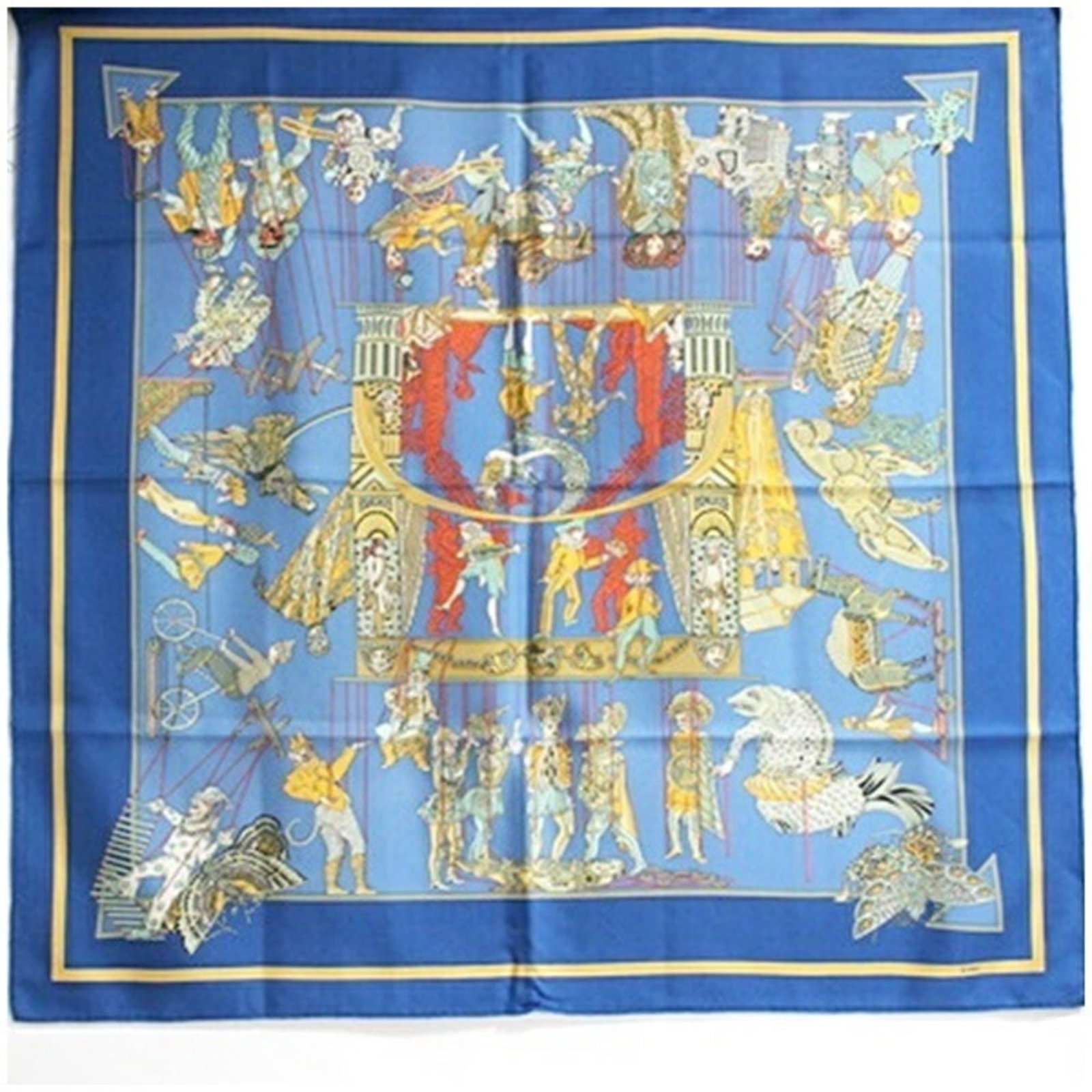 Hermes silk scarf: Hermes silk scarf Blue silk scarf from Hermes, featuring the brand's signature style and light blue color. Made from high-quality silk material, this scarf is a classic accessory for any occasion.