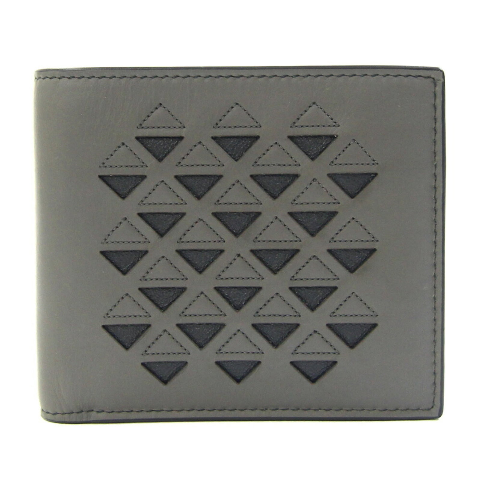 Leather Bi Fold Wallet From Bottega: Leather Bi Fold Wallet From Bottega Dark gray leather bi-fold wallet from Bottega Veneta, measuring 9.5cm x 11cm x 2cm, offering a sleek and sophisticated design. The Italian-made wallet features high