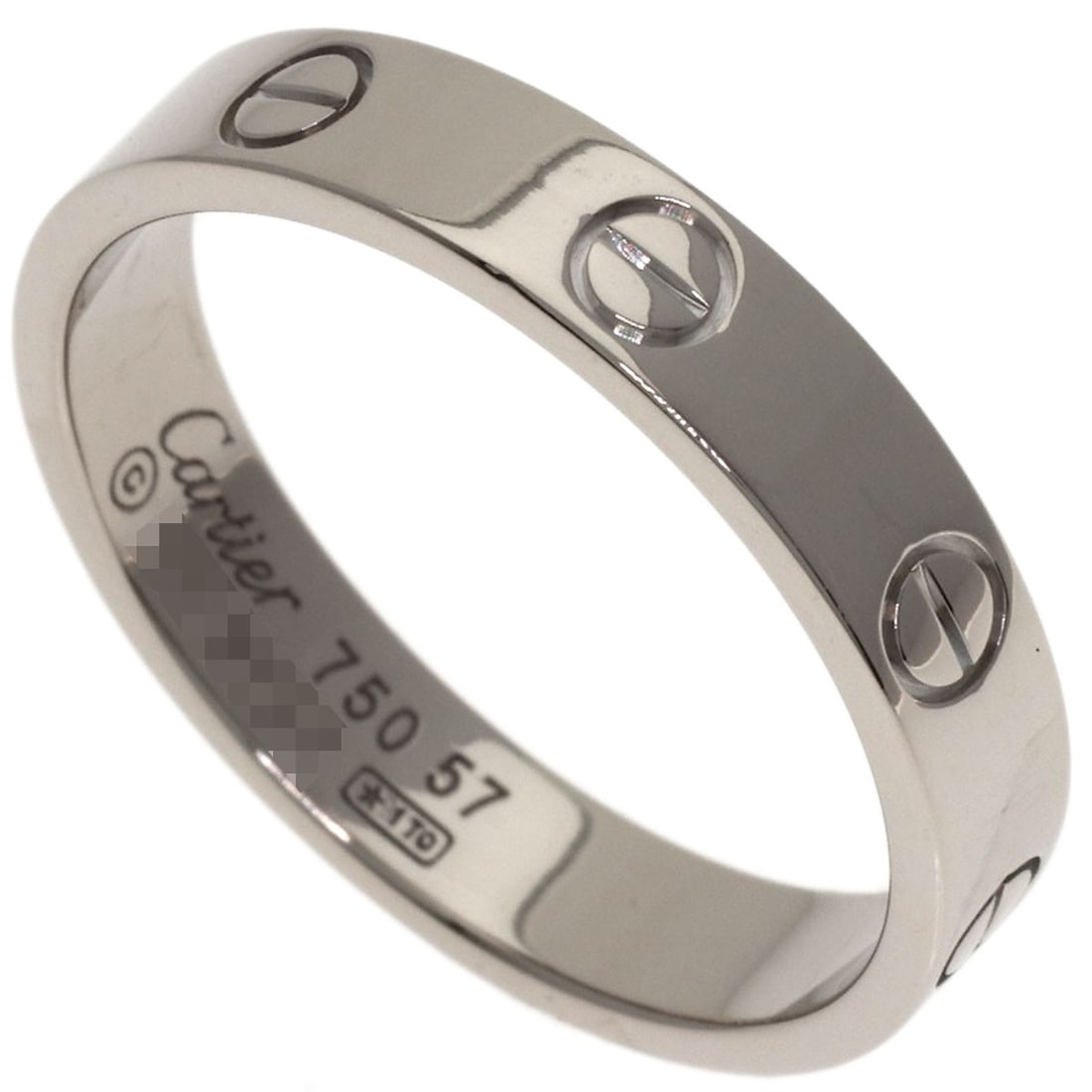 Cartier Mini Love Ring #57 Ring K18 White Gold: Cartier Mini Love Ring #57 Ring K18 White Gold Cartier Mini Love Ring #57 features K18 white gold construction with a silver metal exterior, making it a striking piece. This ring is available in size 
