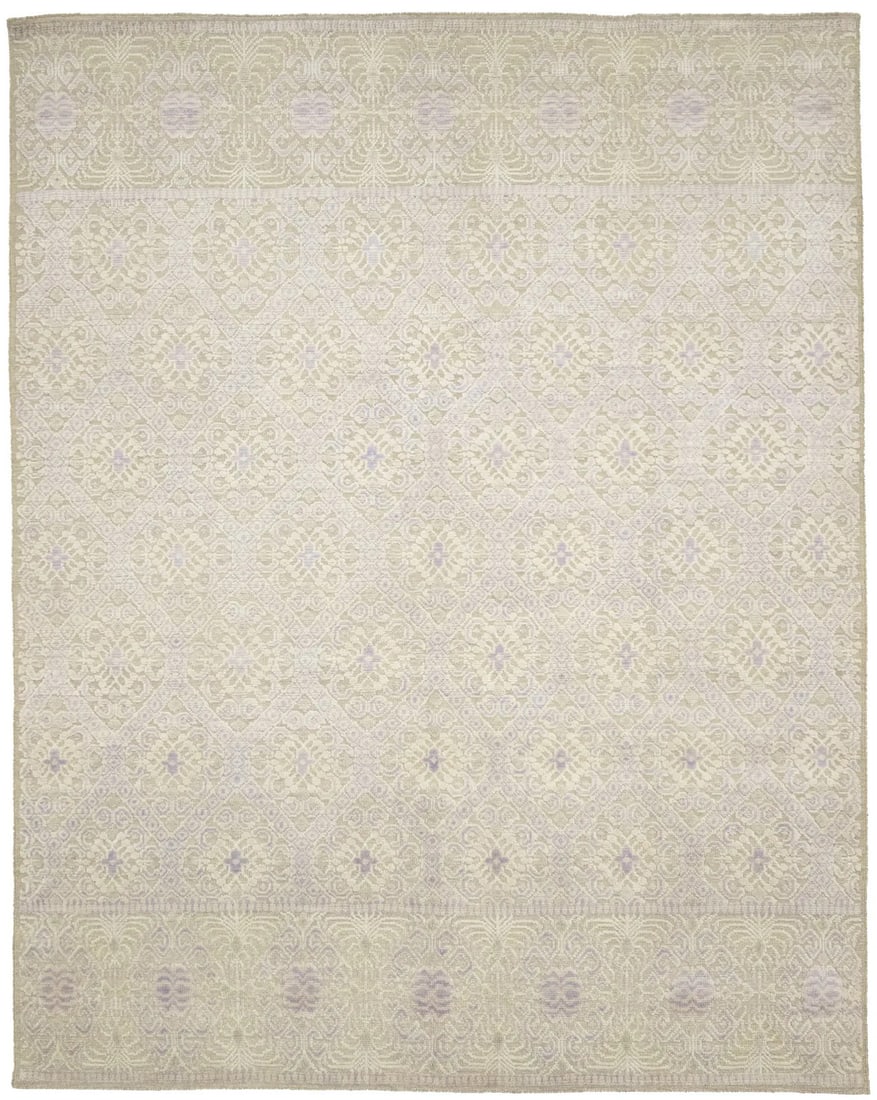 Handmade Modern Geometric Design High-Low Relief Oriental Rug Carpet 8X10 Ft Hand-Knotted (1 of 14)