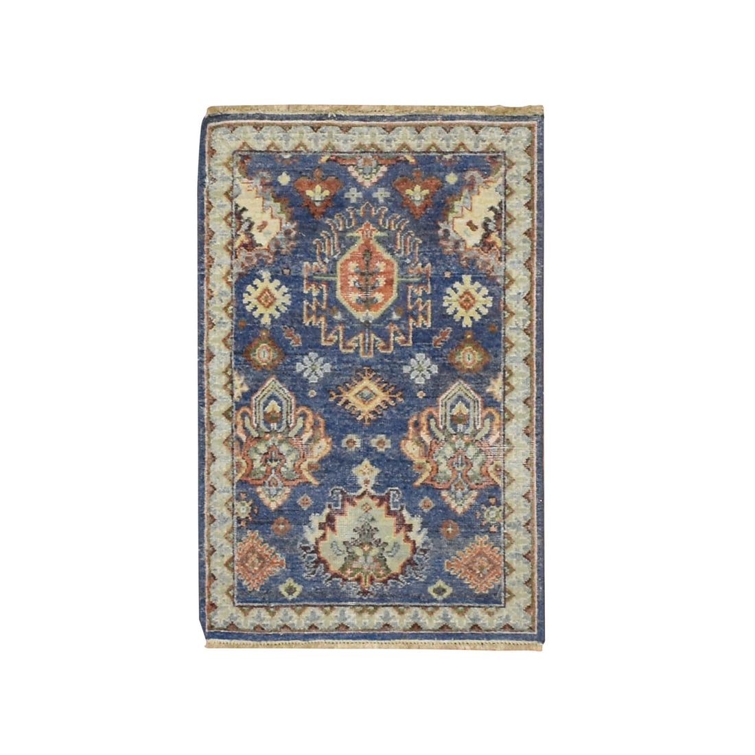 Blue All Over Northwest Hand Knotted Wool Mat Rug Zoroastrian Design 2'x3 (1 of 5)