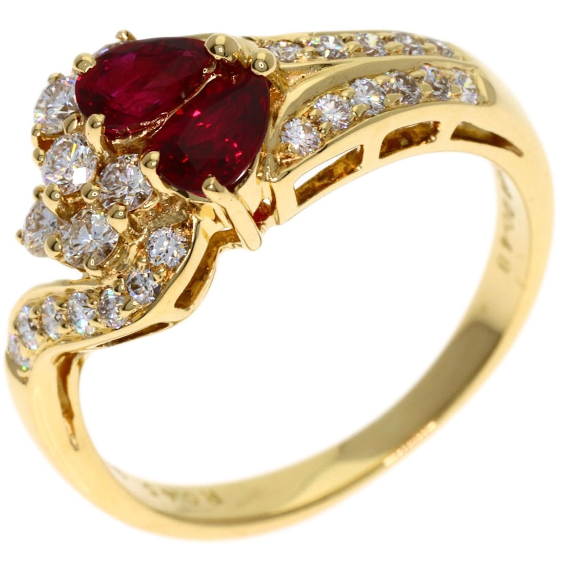 K18 Ruby Diamond Ring Yellow Gold - 2