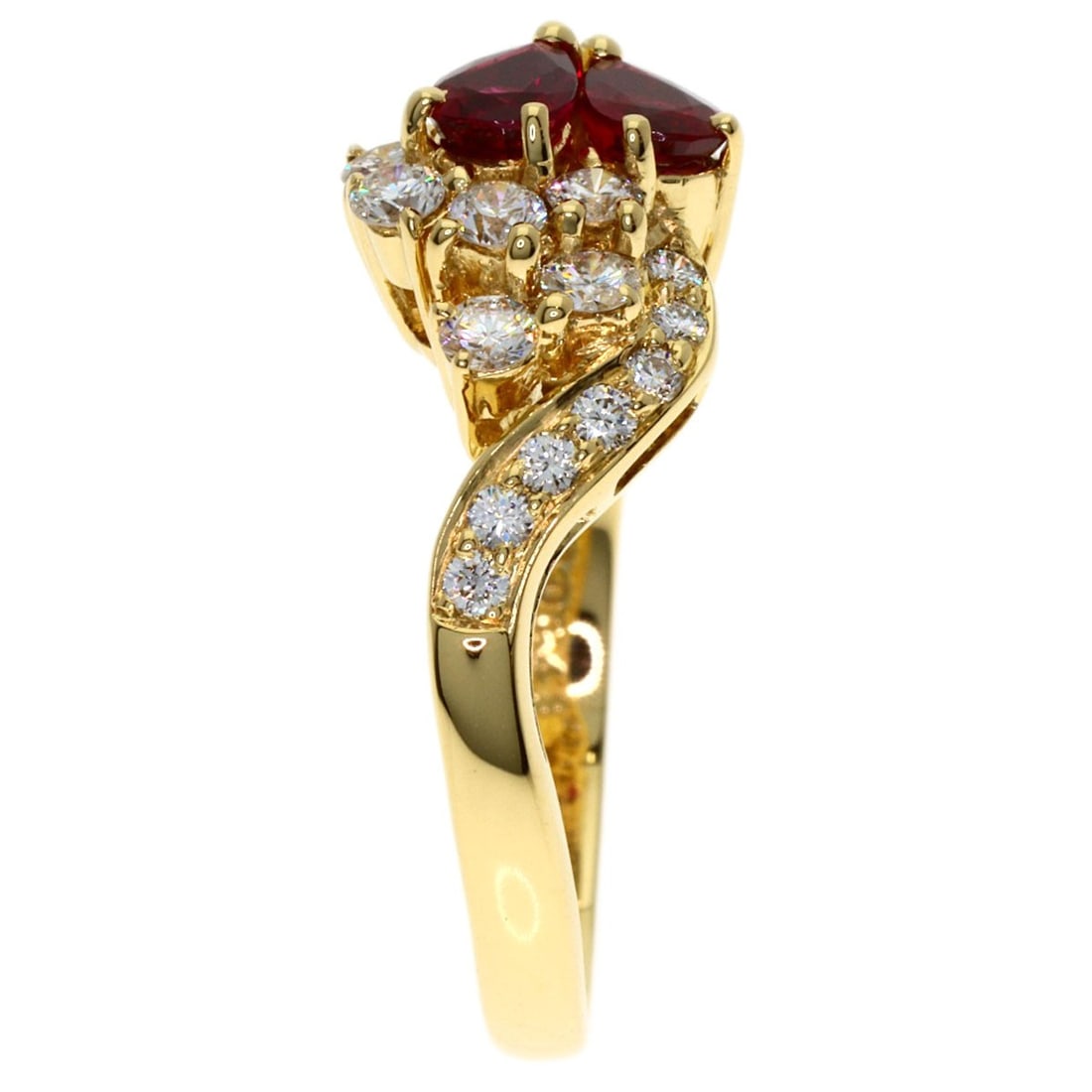 K18 Ruby Diamond Ring Yellow Gold - 3