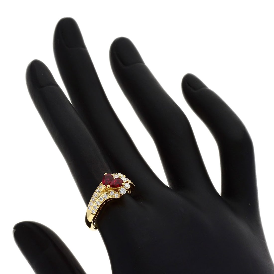 K18 Ruby Diamond Ring Yellow Gold - 7