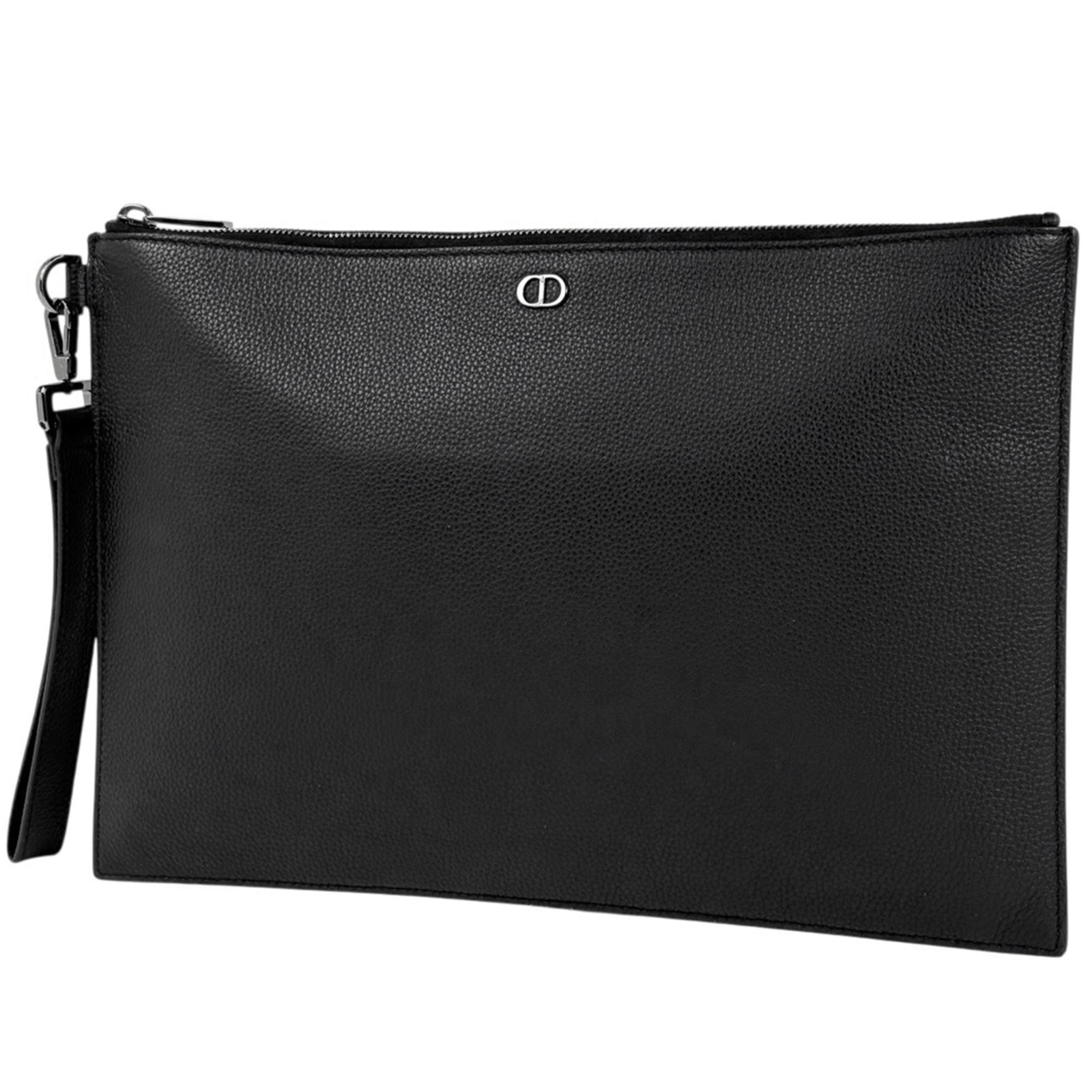 Christian Dior bag leather clutch: Christian Dior bag leather clutch Black leather clutch from Christian Dior, measuring 24cm x 35cm x 1cm. This sleek and sophisticated bag features a classic design with clean lines and minimal