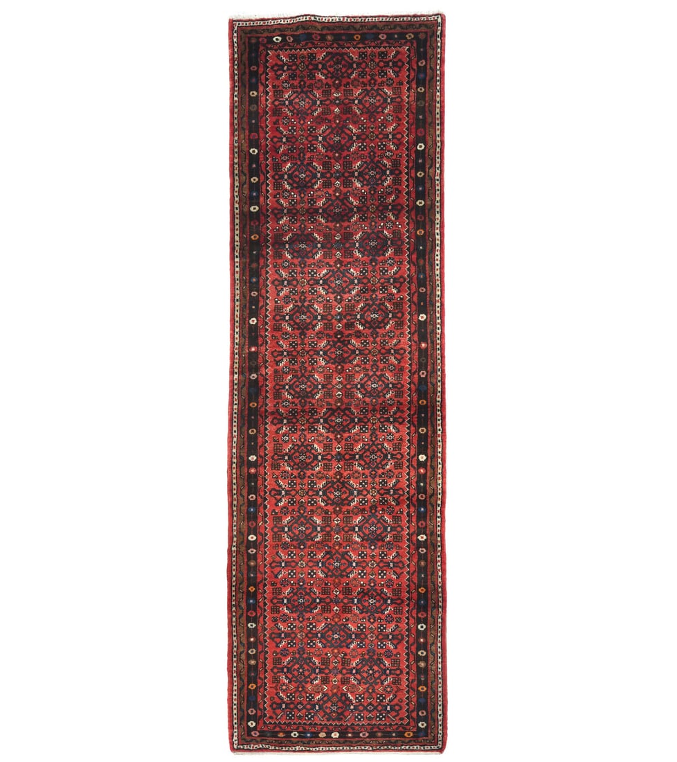 3'1 X 10'2 Ft Vintage Red Handmade Runner Rug Allover Oriental Hallway Carpet Hand-Knotted: 3'1 X 10'2 Ft Vintage Red Handmade Runner Rug Allover Oriental Hallway Carpet Hand-Knotted Vintage Red Handmade Runner Rug Allover Oriental Hallway Carpet features a unique, hand-knotted design with