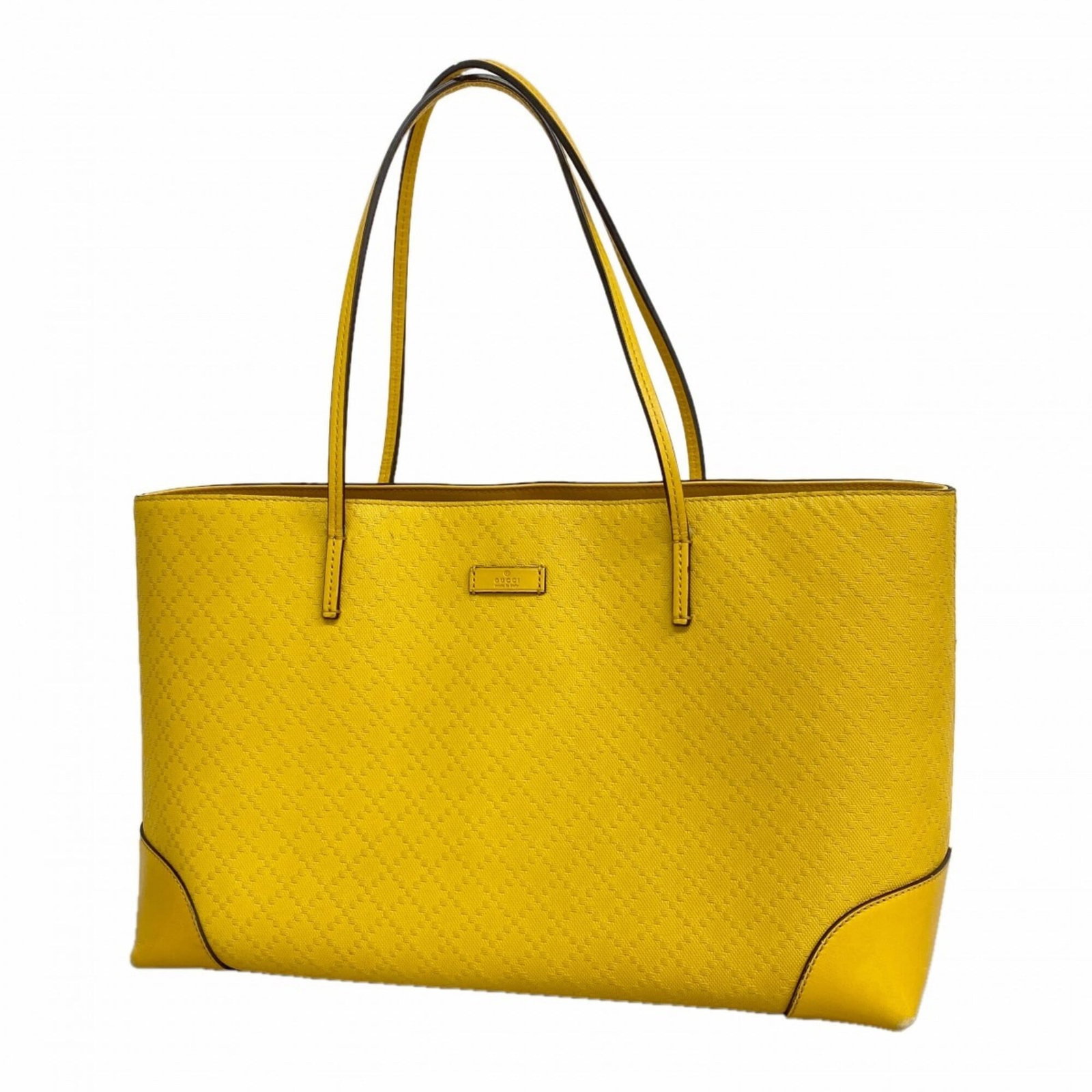 Gucci tote bag leather: Gucci tote bag leather Yellow Gucci leather tote bag with champagne gold hardware, measuring 24.5cm x 38.5cm x 15cm in size. This iconic tote features high-quality leather and elegant hardware