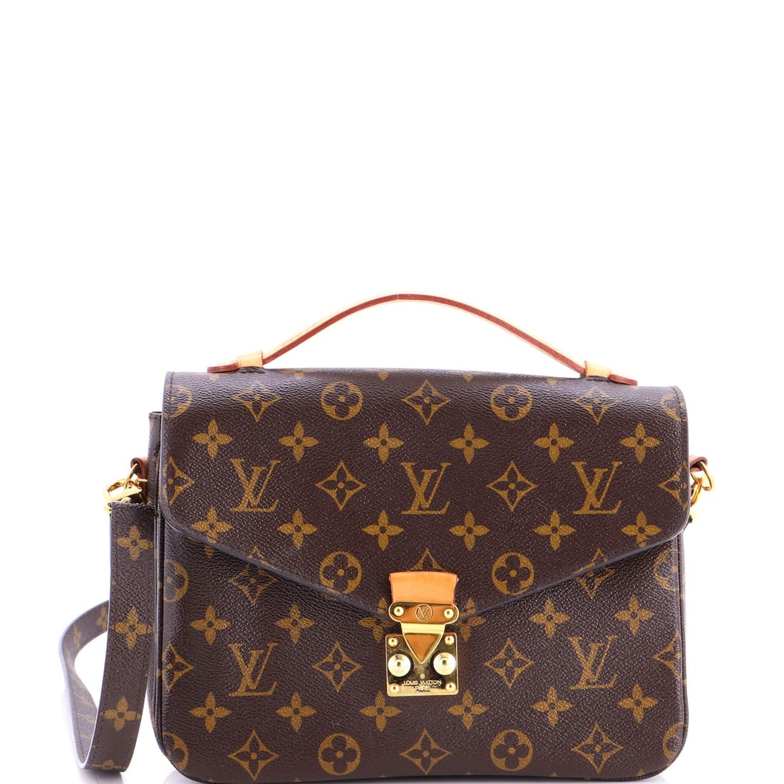 Pochette Louis Vuitton Monogram Canvas: Pochette Louis Vuitton Monogram Canvas Brown Pochette Louis Vuitton Monogram Canvas Messenger Bag with Gold Hardware. This Pochette Metis features a classic monogram canvas exterior, gold hardware, an