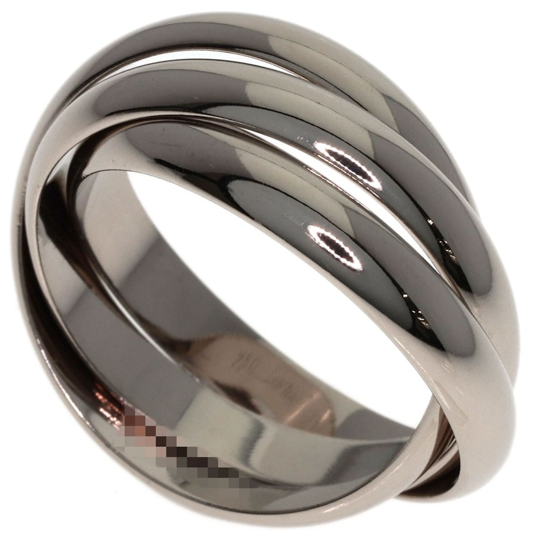Cartier Trinity 57 K18 White Gold Ring: Cartier Trinity 57 K18 White Gold Ring Cartier's Trinity 57 K18 White Gold Ring boasts sleek, modern design with its silver metal exterior and K18 purity. This ring features no main stone, making it