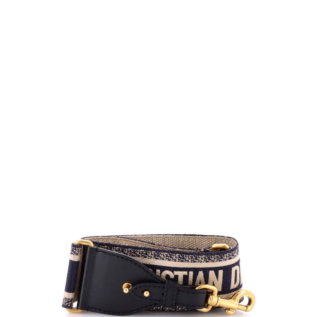 Christian Dior Canvas Embroidered Logo Strap: Christian Dior Canvas Embroidered Logo Strap Canvas Embroidered Logo Strap from Christian Dior features a blue embroidered canvas exterior with aged gold hardware, showcasing the iconic logo on a